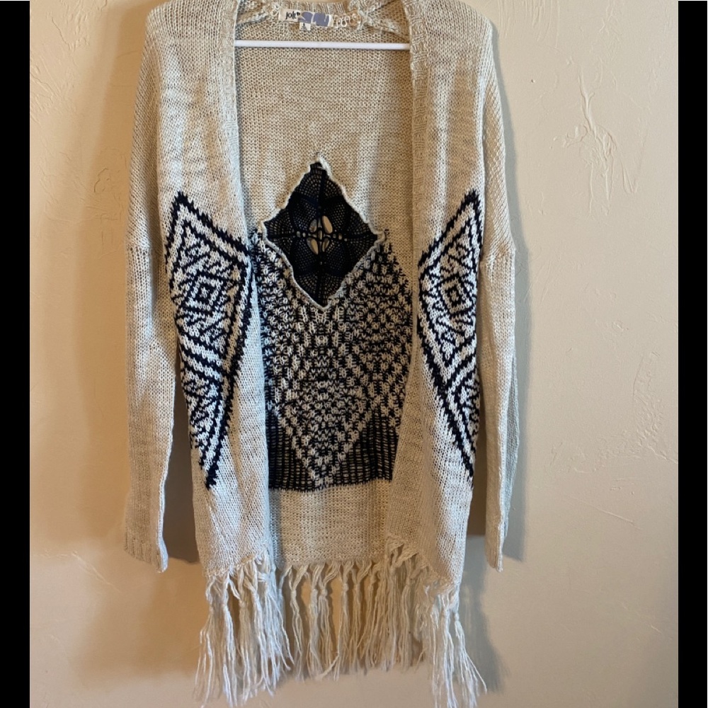 Jolt long fringed cardigan.  Size small.